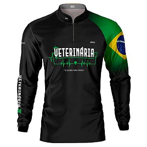 Camisa Agro BRK Preta Veterinária com UV50 +
