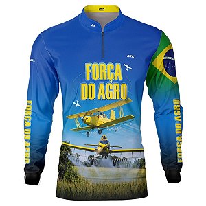 Camisa Agro BRK Azul Aviação Agrícola com UV50 +