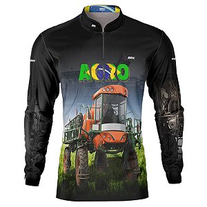 Camisa Agro BRK Pulverizador Trator Laranja com UV50 +