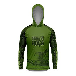 Camisa com Capuz Agro BRK Verde Camo Made in Roça com UV50 +