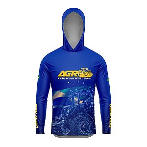 Camisa com Capuz Agro Brk Azul Clean Trator com UV50+
