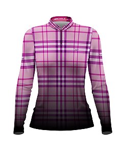 Camisa Country BRK Feminina Xadrez Rosa com UV50 +
