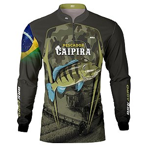 Camisa Agro BRK Tucuna Azul Pescador Caipira com UV50 +