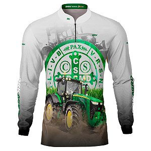 Camisa Agro Brk Trator São Bento Branca com UV50+