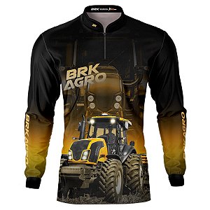 Camisa Agro BRK Trator BM115 Preto e Amarelo com UV50+