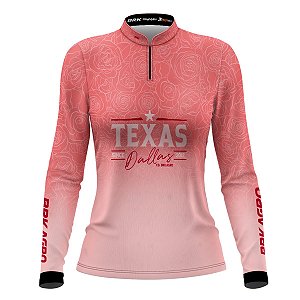 Camisa Agro Feminina BRK Rosa Texas Dallas com UV50+