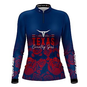 Camisa Agro Feminina BRK Texas Country Girl Azul com UV50+