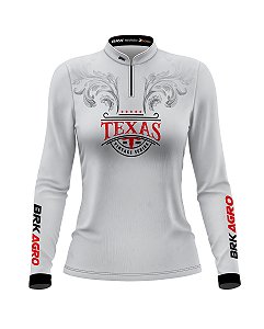 Camisa Agro Feminina BRK Texas Vintage Branca com Proteção UV50+