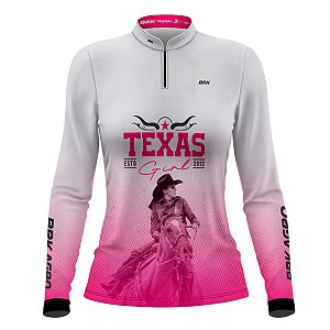 Camisa Agro Feminina BRK Texas Girl Branca com Proteção UV50+