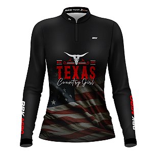 Camisa Agro BRK Texas Country Girl EUA Preta com UV50+