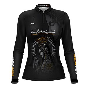 Camisa Agro Feminina Preta BRK Padroeira com UV50+