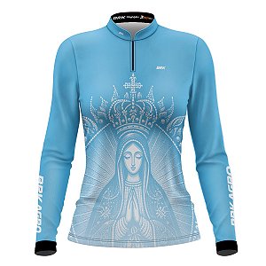 Camisa Agro Feminina BRK Nossa Senhora Azul Clara com UV50+