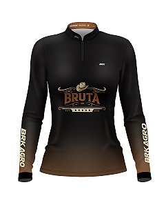Camisa Agro Feminina Preta BRK Bruta com Proteção UV50+