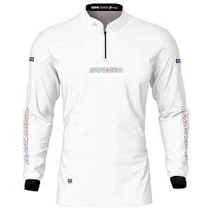 Camiseta Agro BRK Branca Azul e Vermelha com Proteção UV50+