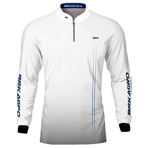 Camisa Agro Básica BRK Branca e Azul com Proteção UV50+