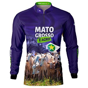 Camisa Agro BRK Azul Mato Grosso com Proteção UV50+
