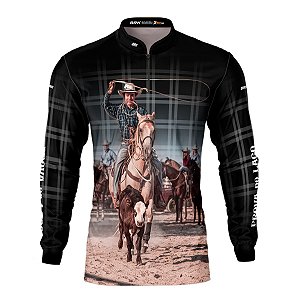 Camisa Agro Brk Prova do Laço Preto Xadrez com Proteção UV50+