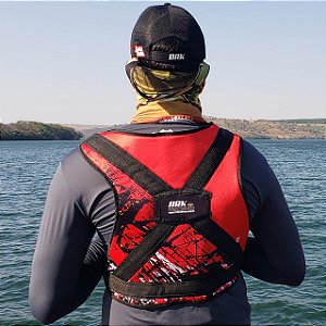 Cinto Colete Apoiador de Carretilha Pesca Pesada Brk Vermelho-Preto
