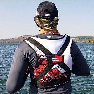 Cinto Colete Apoiador de Carretilha Pesca Pesada Brk Branco-Vermelho