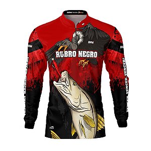 Camisa de Pesca BRK Rubro Negro Robalo com UV50 +