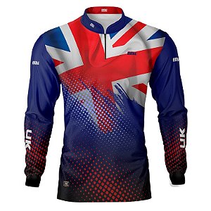 Camisa de Pesca BRK Bandeira do Reino Unido com UV50 +