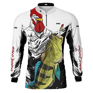 Camisa de Pesca BRK Galo Doido Bicampeão Tucuna Azul com UV50 +