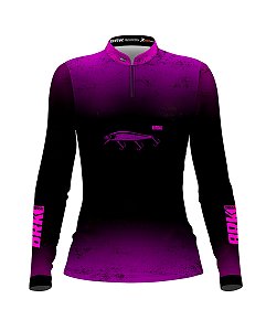 Camisa de Pesca BRK Feminina Preta Isca com UV50 +