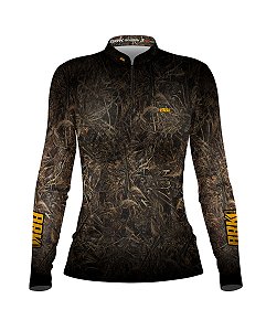 Camisa de Pesca BRK Feminina Camuflada Floresta com UV50 +