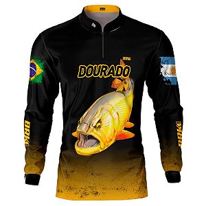Camisa de Pesca BRK Argentina e Brasil Dourado com UV50 +