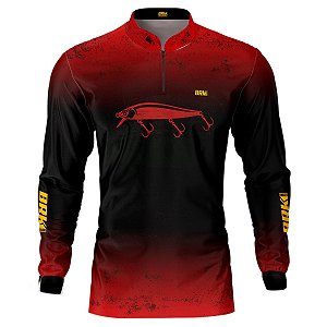 Camisa de Pesca BRK Isca Meia Água Vermelha com UV50 +
