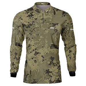Camisa de Pesca BRK Camuflada Caqui com UV50 +