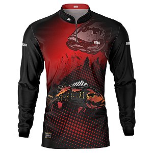 Camisa de Pesca BRK Vermelha com Preto Tucunaré com UV50 +