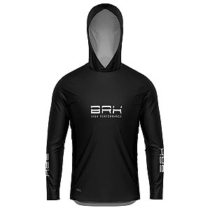 Camisa de Pesca com Capuz BRK Preta com UV50 +