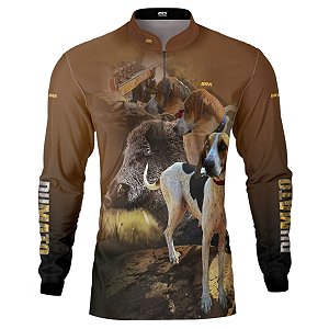 Camisa de Caça BRK Dumato Javali Foxhound Marrom com UV50 +