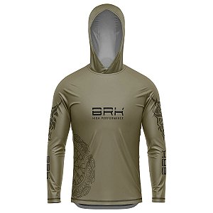 Camisa de Pesca com Capuz BRK Tribal Bege com UV50 +