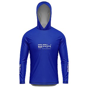 Camisa de Pesca com Capuz BRK Clean Azul com UV50 +