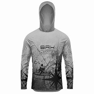 Camisa de Pesca com Capuz BRK Caiaque  Cinza com UV50 +