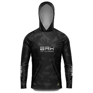 Camisa de Pesca com Capuz BRK Isca Artificial Lure com UV50 +