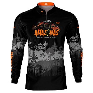 Camisa de Pesca BRK Preta Amazonas com UV50 +