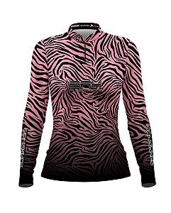 Camisa de Pesca Feminina BRK Rose Listrado com UV50+