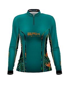 Camisa de Pesca Feminina BRK Verde Folhagem com UV50+