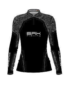 Camisa de Pesca Feminina BRK Preta e Cinza Florida com UV50+