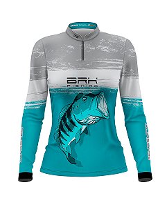 Camisa de Pesca Feminina BRK Azul Tucunaré Azul com UV50+