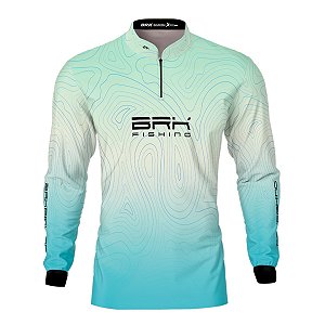 Camisa de Pesca BRK Ciano e Branco com Proteção UV50+