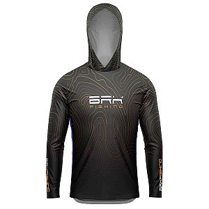 Camisa de Pesca Com Capuz BRK Escura Volcano Com UV50+