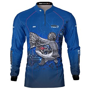Camisa de Pesca BRK Discovery Cyborg Azul com Proteção UV50+
