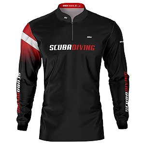 Camisa de Pesca BRK 'Scubadiving' Preta com UV50+