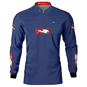 Camisa de Pesca BRK 'Dive' Azul Marinho com UV50+
