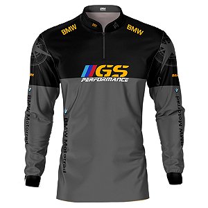 Camisa Brk Motociclismo GS BMW Performance Cinza e Preto com Proteção Solar UV  50+