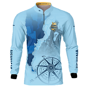 Camisa Motociclista Brk Expedição Ushuaia Azul Clara 2 com Uv50
